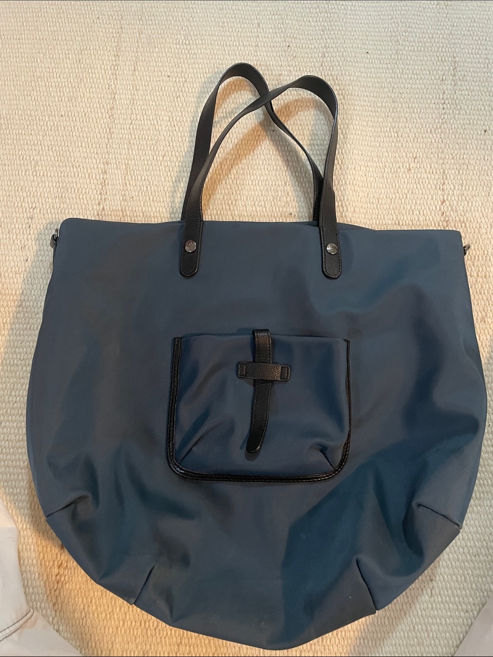 Agnes b. Navy Blue Tote Bag with Front Pocket